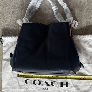Coach Dalton Satchel in Midnight Blue Pebble Leather